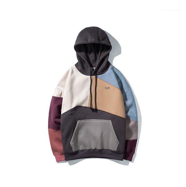 

colorful designer mens spell color hoodies homme hat collar plus velvet pullover hoodies male fashion, Black