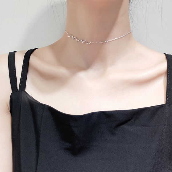 

100% 925 sterling silver choker geometric necklace egirl fashion friend statement simplee dainty women jewelry ng, Golden;silver