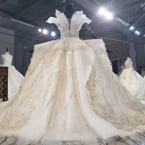 

2020 lastest wedding dresses veil strapless sleeveless crystals ball gown tiered appliques lace up back beaded sequined luxury white dresses