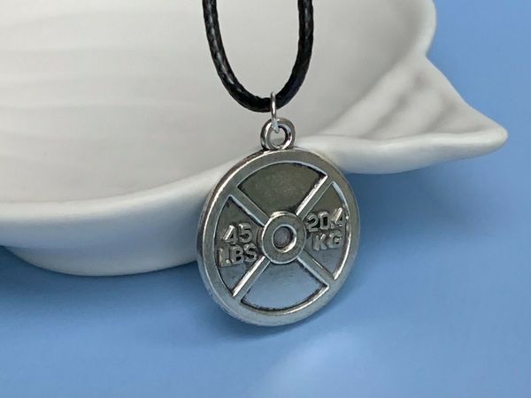 

новое горячее ожерелье 20.4kg штанга лист шарм подвеска кожа веревка ожерелье мода творческий пара gym спорт jewelry лучший сувениры, Silver