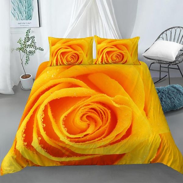 

желтые розы пододеяльник 3d rose утешитель установить твин double full  king size спальня для гостиной украшения