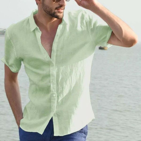 

men casual style shirts short sleeve length single breasted closure type solid pattern turn-down collar 2019 fashion, White;black