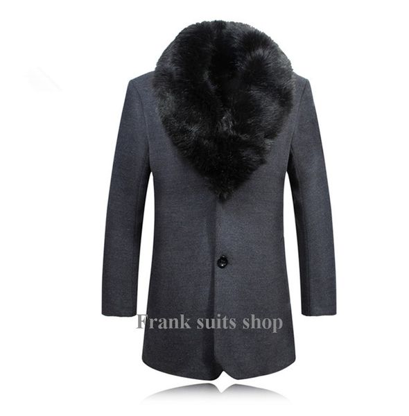 

custom made 2017 new arrival men wool coats thick woolen blends medium-long trench coat single breasted outwear, Black