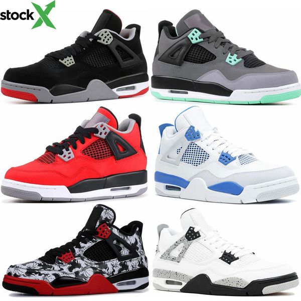 

designer basketball shoes mens basketball 4 4s shoes alternate bred sngl dy white cement release motorsport sports shoes size 7-13, Black