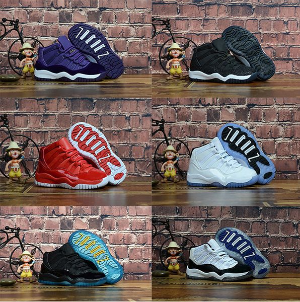 

queen boy 11s prom night gym red midnight navy black stingray bred concord space jam shoes 11s boys girls kids basketball sneaker
