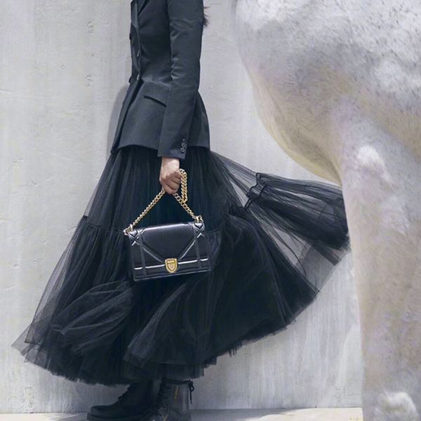 

runway luxury 2019 fashion elastic waist ball gown mesh skirts cake stitching skirt, Black