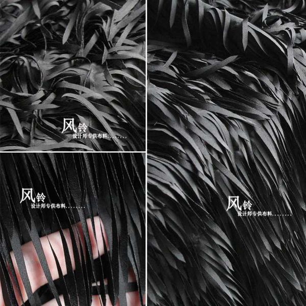 

50cm*150cm/piece handmade high - grade black vertical stripe feather fringe stage costume creative fabric, Black;white