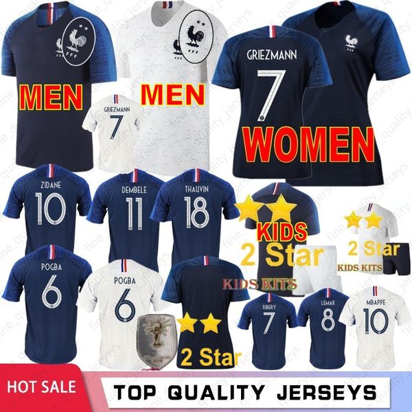 

2 Stars 7 #GRIEZMANN 10 #MBAPPE 6# POGBA Soccer Jerseys World Cup 8 #LEMAR 9# GIROUD 13# KANTE 9# GIROUD Mens Women Kids Football Shirt