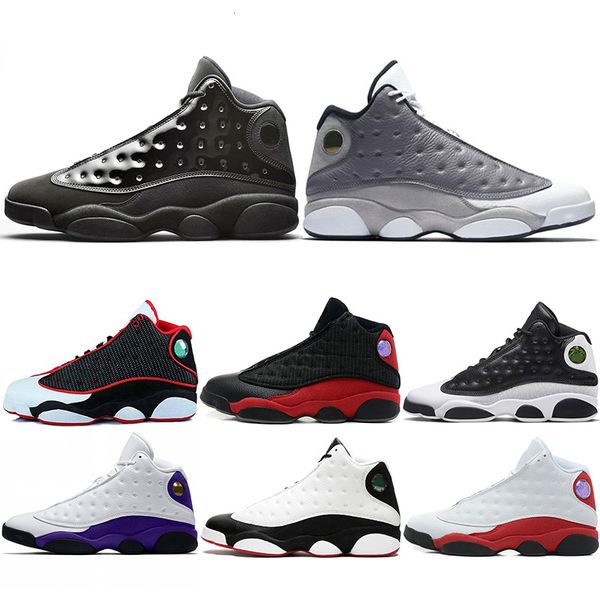 

13 cap and gown 13s rivals men basketball shoes atmosphere grey he got game black cat mens designer trainer sports sneakers 41-47