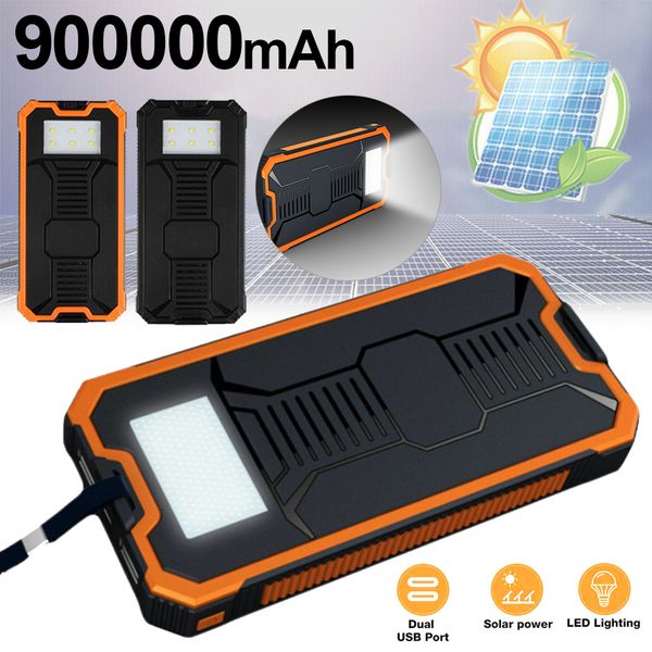 

90000mah solar power charger cell phone power banks waterproof shockproof dustproof portable solar powerbank external battery for cell phone