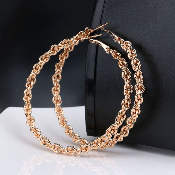 

personality super ropes big circles hoop earrings twisted for women fashion gold-color jewelry trendy earrings gift ship, Golden;silver