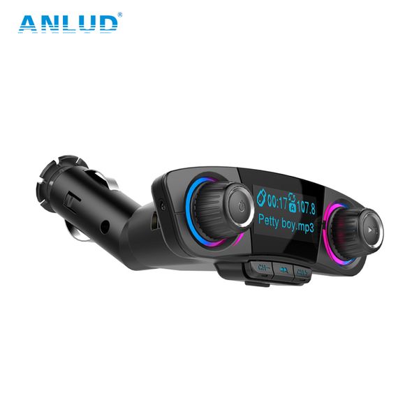 

anlud fm transmitter aux modulator bluetooth handscar kit car audio mp3 player with smart charge dual usb charger