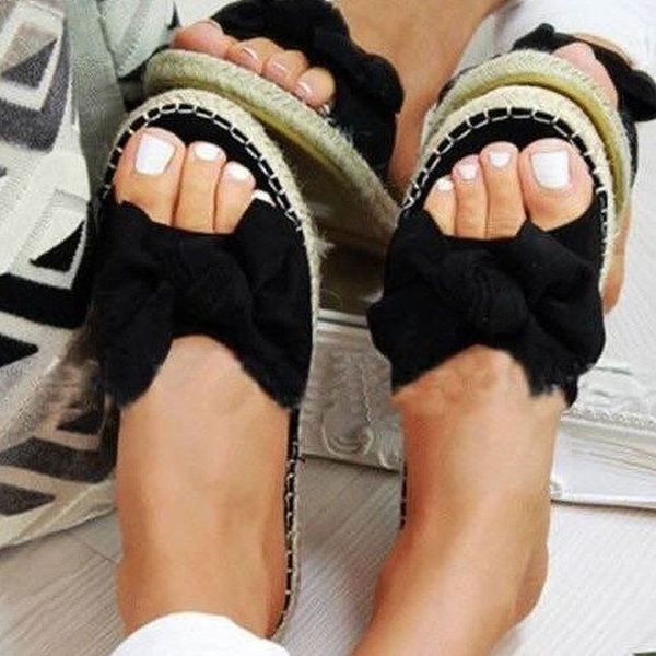 

2020 summer fashion sandals shoes women bow summer sandals slipper indoor outdoor flip-flops beach shoes female slippers, Black
