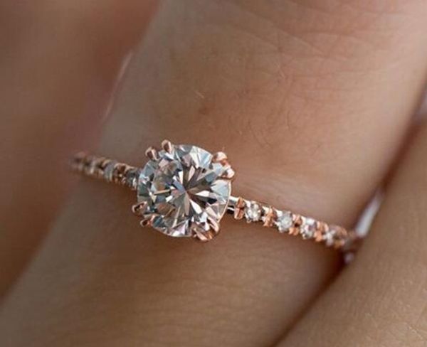 

New Trendy Crystal Engagement Design Hot Sale Rings For Women White Zircon Cubic elegant rings Female Wedding jewelry
