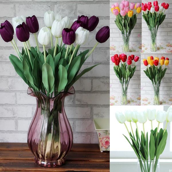 

12 шт. упаковать 64 см искусственные цветы тюльпана один длинный стебель букет красивая имитация цветок партии свадебные украшения