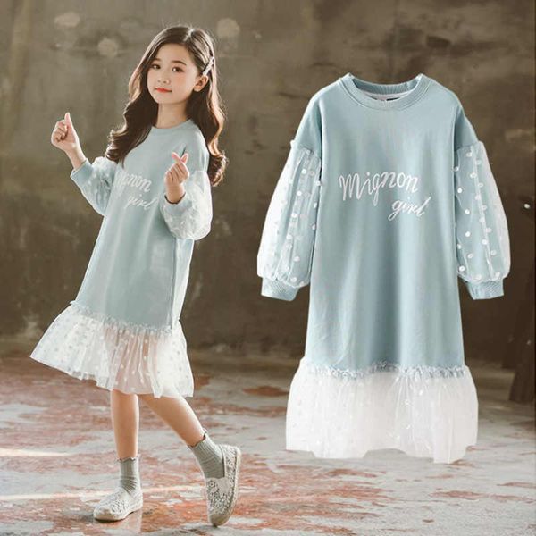 

fashion 2019 children girls dresses long sleeve white lace clothes spring autumn teenage clothing baby dress sweatshirt dresses t200107, Red;yellow