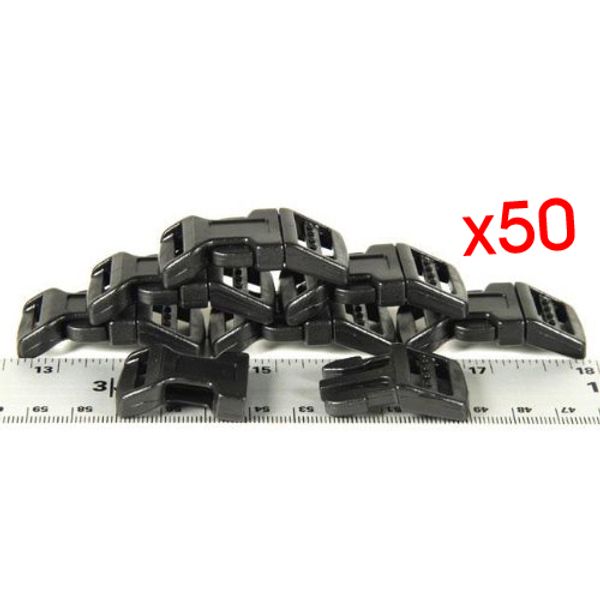 

50 - 5/8" economy contoured side release plastic buckles, Black