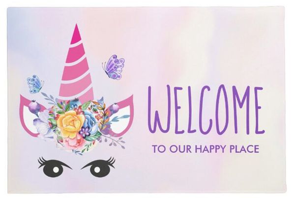 

cute girly unicorn door mat stylish unicorn welcome to our happy place entrance doormat floor rug carpet anti slip rubber mats