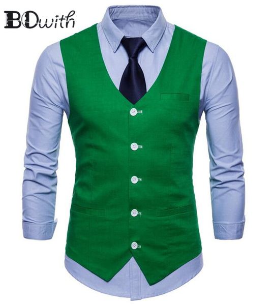 

new arrival cyan men's sleeveless slim fit suit vest single breasted five buttons business dating wedding dress waistcoat, Black;white