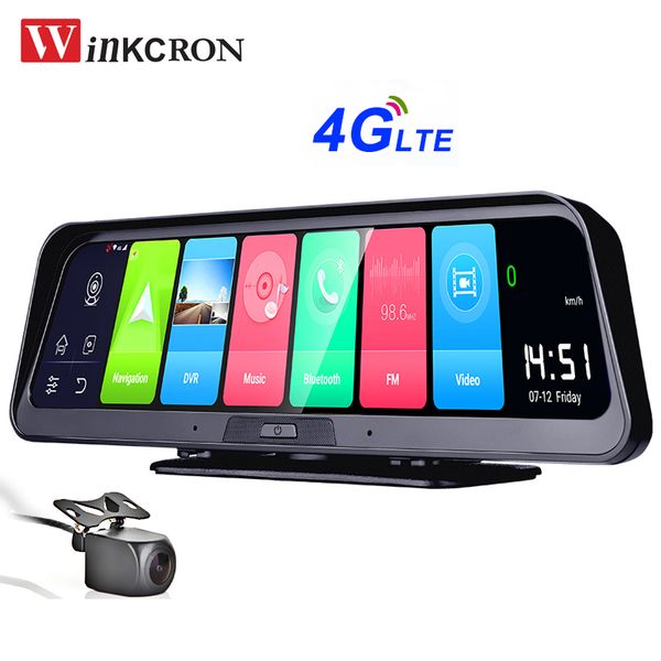 

10-дюймовый 4g автомобильный видеорегистратор камера заднего вида зеркало gps android 8.1 full hd 1080p черточки мониторинг dvr cam cam vide