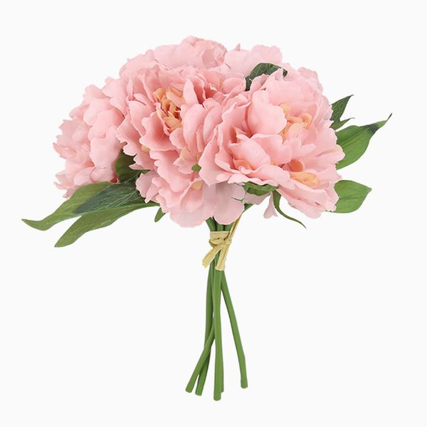 

5 heads 1 bouquet artificial peony flower home wedding party birthday valentines day floral decor silk vase flower arrangement