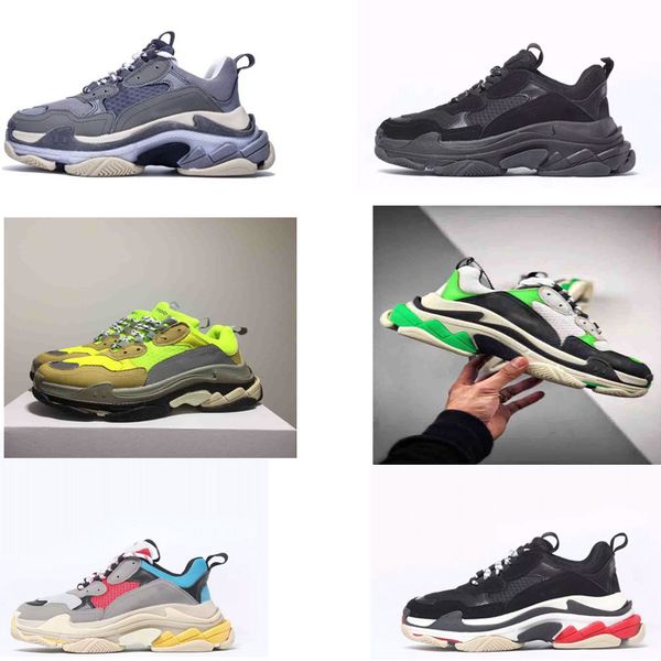 

2019 new unveil new triple ca ual hoe man woman neaker mixed color thick heel grandpa trainer hoe ize35 45