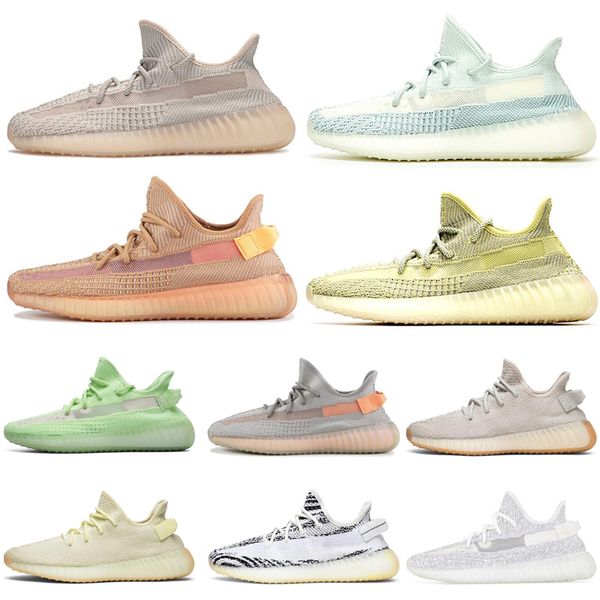

adidas yeezy boost 350 v2 Static Reflective Runnning Shoes CLOUD WHITE CITRIN Clay Women Mens Trainers Sports Sneakers 36-48