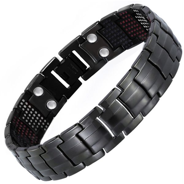 

balanced energy bracelet 4 in 1 negative ion magnetic bracelet and titanium, Black