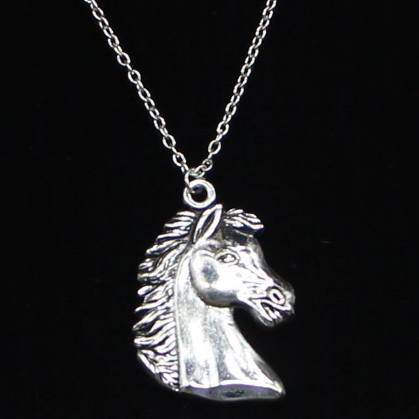 

20pcs new fashion necklace 40x29mm horse head silver pendants short long women men colar gift jewelry choker