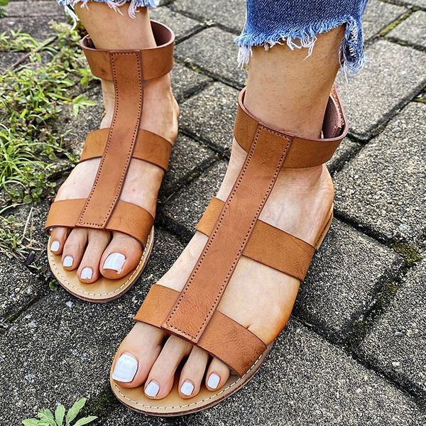 

2020 summer women gladiator flats sandals open toe beach ladies shoes ankle strap female sandals chaussure femme, Black