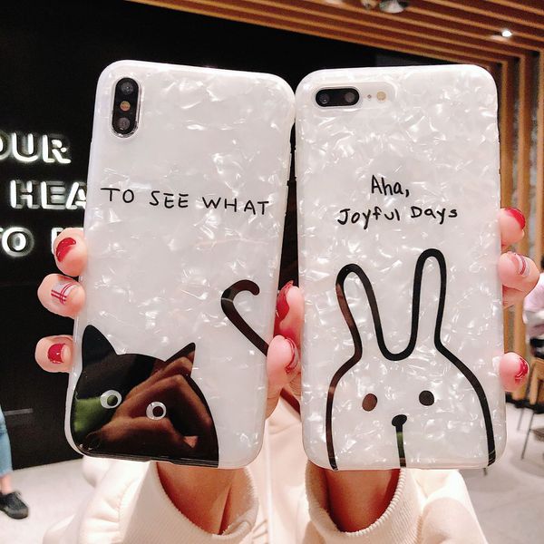 

for iphone x xr xs max 6 7 8 plus phone cases cameo shell cartoon cat rabbit translucent tpu soft cell phone case
