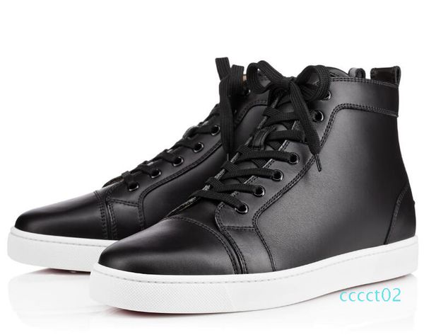 

классические высокие верхние красной нижние кроссовки для мужчин роскошных черных кожаных мод случайных открытых мужчин женские дизайнерског, Black