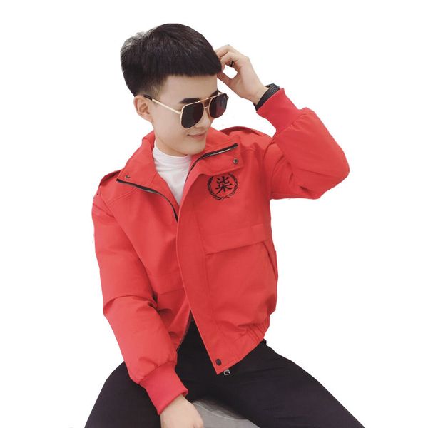 

men's 'motorcycle suit racing suit cotton embroidery casual hooded jacket, Black