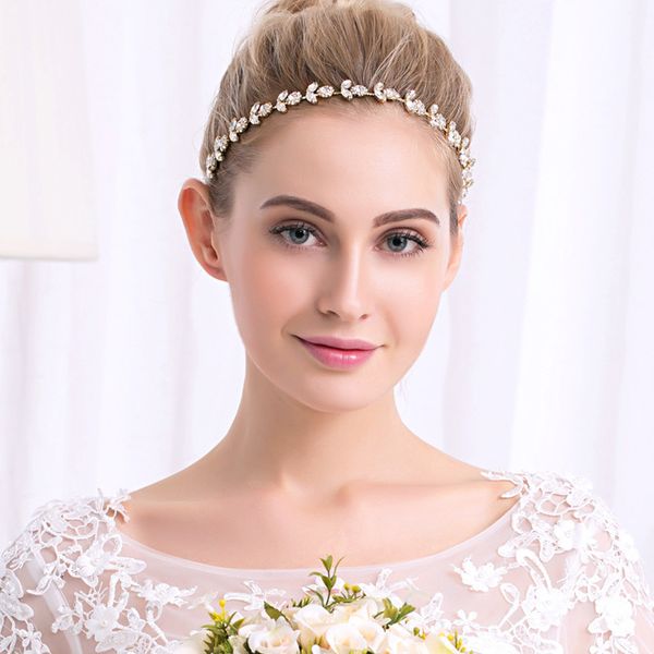 

fashion simple crystal ladies head chain wedding hair accessories bridal headband headdress bridal tiara accessories, Golden;white