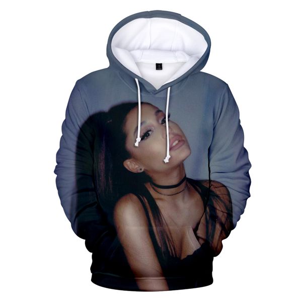 

ariana grande 3d printed hoodies sweatshirts women/men long sleeve hooded sweatshirts casual streetwear clothes plus size, Black