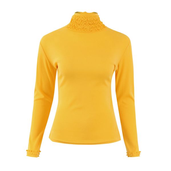 

autumn winter women's clothing wholesale female lace high neck slim and comfortable shirt, White