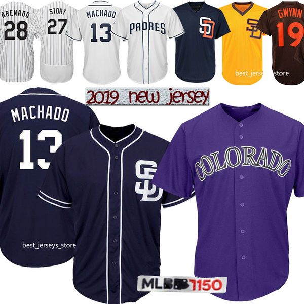 

13 Manny Machado 28 Nolan Arenado San Diego jersey Padres 19 Tony Gwynn Colorado Baseball jerseys Rockies 27 Story 4 Meyers 2019 new
