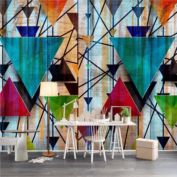 

p wallpaper modern 3d personality color geometry murals living room tv sofa study background wall painting papel de parede