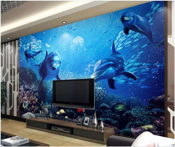 

wdbh 3d wallpaper custom p beauty dolphin underwater world living room background home decor 3d wall murals wallpaper for walls 3 d