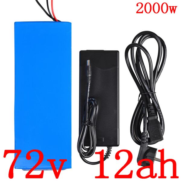 

72v battery pack 12ah electric bike batttery 72v lithium 1000w 1500w 2000w scooter with charger