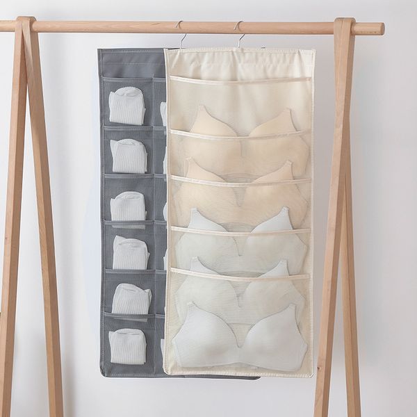 

reticulate hanging underwear organizer for wardrobe closet storage bag door wall breathable bra sundry bag with hanger