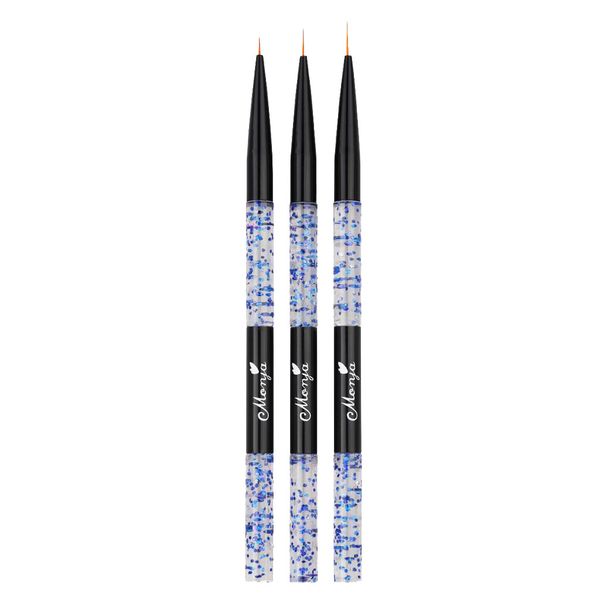 

3 pcs nail art uv gel liner brush sequin handle manicure painting pen