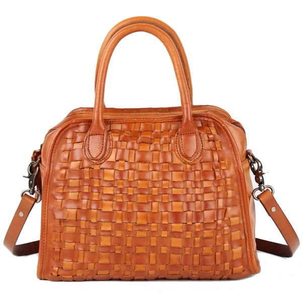 

pyaterochka lady leather handbag fashion vintage business bag women shoulder crossbody bags cow leather knitting brand hand bag