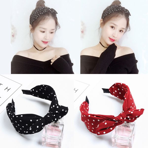 

new korean hair accessories ear bows hairband for women lady sweet dot leopard print headbands retro hair hoop turban