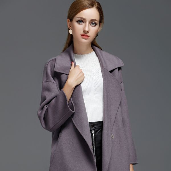 

coat women korean wool solid ladies coats and jackets double sided long jacket elegant abrigos mujer invierno 2020 28089 yy620, Black