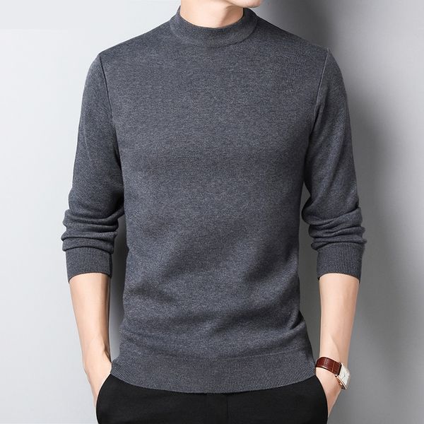 

men's sweaters men round neck long sleeve knit sweater fashion solid color thick warm clothes male winter 1080, White;black