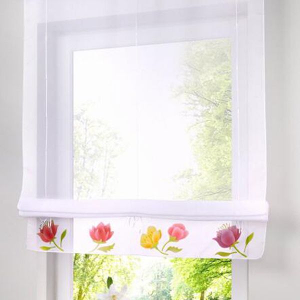 

vertical blind curtains jacquard roman blinds floral white sheer panel coffee/office short tulle window door curtain