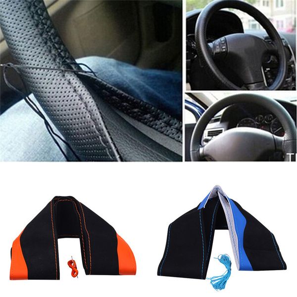 

kongyide car steering wheel cover car truck leather steering wheel cover with needles and thread 38cm zax8089 dropship mar11