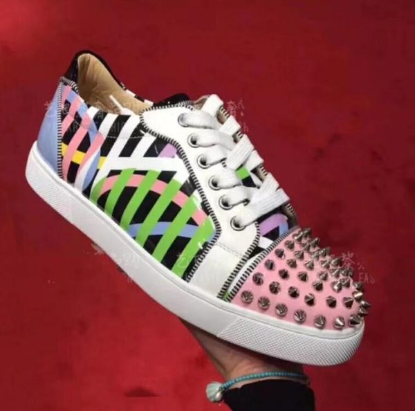 

2020 top design paris red bottom младших шипастые кроссовки, замша + нашивка верх.част спорт кроссовки мужчина flats шипованных тренеры опто, Black