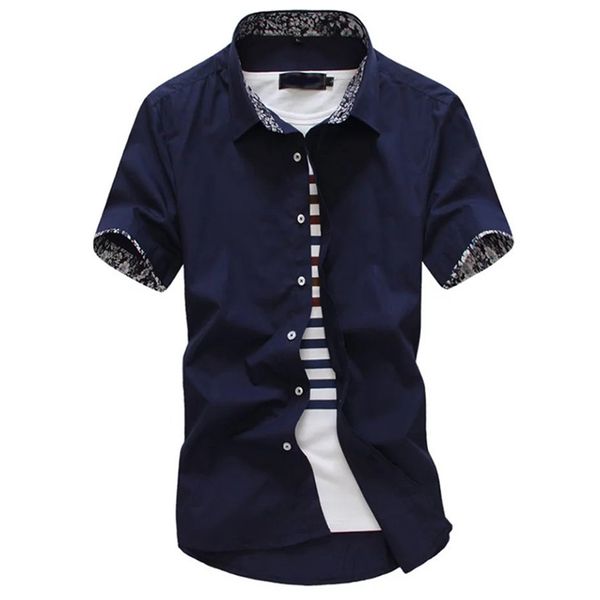 

summer casual shirt men korean style casual slim shirt solid color short sleeve youth plus size men, White;black